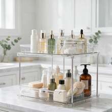 1/2pc Acrylic Pull-Out Kitchen Storage Rack, Smooth Surface, Multi-Functional Spice Organizer, Suitable For Home And Restaurant Sink Cabinets And Drawers. - Multicolor - View 3