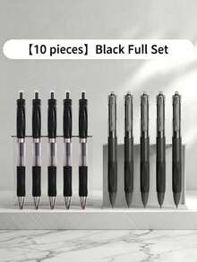 5/10 Pcs Fashionable Retractable Neutral Pens, 0.5mm Fine Point, Black Ink, Quick Dry No Bleed, Smooth Writing Pen, Aesthetic Pens For Writing Drawing Journaling Note Taking, Gifts Suitable For Exams, Office Work & Stationery Back To School - Black - View 31