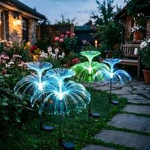 Solar Powered Color Changing Fiber Optic Firework Lights, Waterproof Outdoor Stake Lamp, Multi RGB Color Decor For Garden Yard Lawn Pathway Holiday Landscape Lighting - Jellyfish - View 3