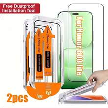 2pcs One-Touch Dust-Free Tempered Glass Screen Protector For Honor 600/600 Pro/600 Lite, 9H Hardness High Definition Transparent Glass, Anti-Scratch, Easy Installation, Auto Dust Removal, Oleophobic Coating, Bubble-Free Seamless Fit, Shatterproof Reinforced, Black Border Smooth Responsive Feedback, Dust-Proof Bubble-Free - Clear - View 9
