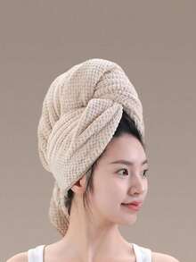 1/2pcs Women's Quick-Dry Microfiber Hair Towel Wrap, Fast-Drying Hair Band, Suitable For Long, Thick, Curly Hair, Large Super Soft Bath Hair Towel Set With Elastic Band - Multicolor - View 10