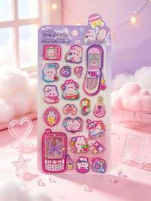 Cartoon Retro Mobile Phone Stickers, Y2K Pink Themed Decor Stickers For Stationery Notebooks Luggage - Multicolor - View 14