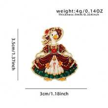 1pc Gold Border Victorian Dress Goose Enamel Pin Vintage Floral Bonnet Duck Princess Gown Lapel Pin, Metal Pin For Jackets Bags Novelty Badge Pin Gift - Multicolor - View 12