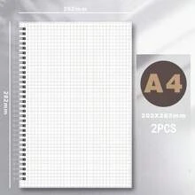 1 Pack / 2 Packs / 3 Packs A4 Grid PP Cover Notebook, Including Folder And Notebook. Square Inner Core. Minimalist Design. Portable. - White - View 4