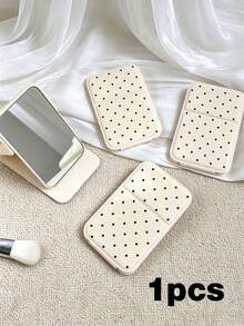 1/2pcs Polka Dot Mini Foldable Makeup Mirror With Stand, Rectangular Portable Desktop Makeup Mirror, Minimalist Style, Pink/Green/White/Black, Suitable For Travel And Daily Use, Back To School Essential, Ideal Gift For Friends, Family And Teachers - Multicolor - View 13