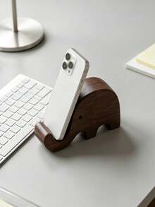 3/2/1pc Solid Color Elephant‑Shaped Phone Stand, Minimalist Wood Elephant Curved Shape With Smooth Polished Surface, Stable Support Desktop Cellphone Holder, For Office Desk Bedroom Study Daily Use All Season Tabletop Ornament Holiday Gift - Multicolor - View 6