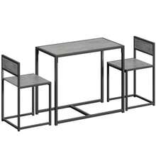 Dining Table And Chairs Set 2, Dining Room Sets, Rectangular Space Saving Table And 2 Chairs Compact Kitchens, Steel Frame, On-Site - Charcoal + Engineered Wood - View 12