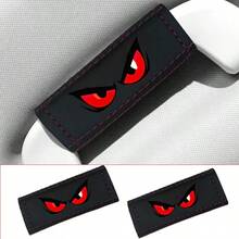 Evil Red Eye Print Car Door Handle Protector, Leather Material Car Interior Door Handle Armrest Cover, Car Interior Decoration Accessory - A - View 1