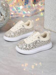 Infant Fashion Sneakers Casual Versatile Slip-On Sequin Baby Walking Shoes - Rose Gold - View 1