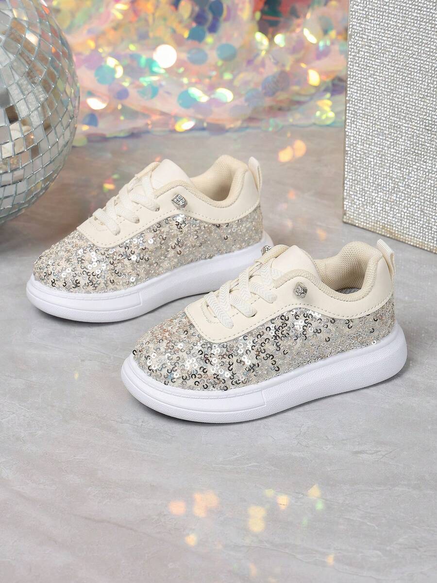 Infant Fashion Sneakers Casual Versatile Slip-On Sequin Baby Walking Shoes - Rose Gold - View 1