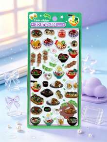 3D Crystal Embossed Stickers, Sushi And Classic Japanese Dancer Patterns, DIY Handmade Decoration Sealing Stickers, Suitable For Scrapbook Decoration - Multicolor - View 5