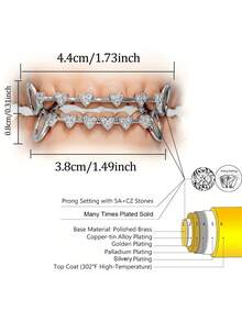 THATBOY 2pcs Love Connection Side Hollowed-Out Grillz Inset 5A Zirconia Hip Hop Jewelry Grillz Cool Pop Party Gift Lady Grillz - Multicolor - View 4