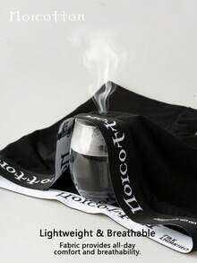 Norcotton 1pc Cotton Sports Underwear Solid Color Long Boxer Shorts - Black - View 4