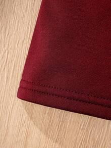 Boys Long Sleeve Polo Shirt, Contrast Collar And Embroidered Design, Classic Preppy Style Back To School Casual Top, Suitable For Autumn - Burgundy - View 10
