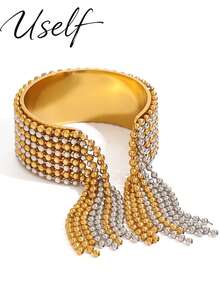 Uself 3pcs/2pcs/1pc European And American Luxury Tassel Open Ring, Exquisite Gold Open Ring, Versatile High-End Women's Hand Accessory, Daily Party Holiday Gathering Jewelry Accessory, Exquisite Women's Gift - Multicolor - View 6