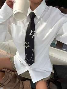 1pc Women's Fashion Shiny Rhinestone Star Decor Minimalist Adjustable Tie, Suitable For Daily Casual Outings, Dates, Parties And Shopping - Multicolor - View 6