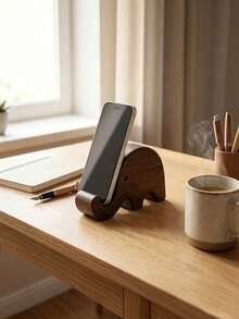 3/2/1pc Solid Color Elephant‑Shaped Phone Stand, Minimalist Wood Elephant Curved Shape With Smooth Polished Surface, Stable Support Desktop Cellphone Holder, For Office Desk Bedroom Study Daily Use All Season Tabletop Ornament Holiday Gift - Multicolor - View 4