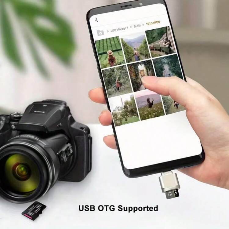 USB C 金屬 Micro/SD 記憶卡讀卡機，附 USB C 轉 USB 轉接頭，支援 Micro/SD 儲存卡，適用於手機、電腦、平板、車載監控影片、手機記憶體擴充，高速讀卡機，便攜即插即用 - 彩色 - 查看 5