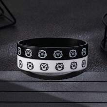 2pcs/Set Minimalist Men's Zodiac Silicone Bracelet - Zodiac Rabbit Black+White - View 3