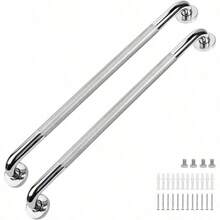 Set 2 Barras de Apoyo de Acero Inoxidable 60 cm, Pasamanos Antiderrapantes para Baño, Cama y Escaleras, Diseño Resistente y , Soporte Práctico para Mayor Estabilidad y Comodidad en el Hogar - Plateado - Ver 1