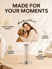 Personalized Photo Face Cutout Spring Standee, Custom Picture Dashboard Ornament For Cars, Family Portrait Car Decor, Couple Photo Keepsake Display, Thoughtful Birthday Or Anniversary Gift For Friends, New Drivers, Parents, Couples, And Loved Ones - Multi-color - View 9