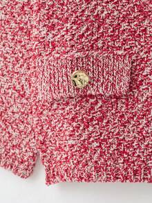 Autumn/Winter New Women's European & American Style Fashion Minimalist Versatile Single-Breasted Knit Cardigan - Pink - View 6