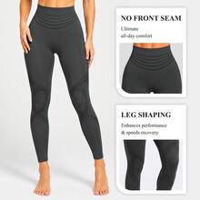 3D Body Sculpt 2.0 Compression Leggings, No Front Seam, Smooth Front - 2.0 Compression Grey - View 3