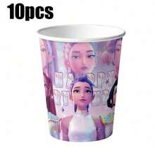KPop Demon Hunters 51pcs Cartoon Anime Birthday Theme Party Set, Back To School Season Decoration, Holiday Essential Suitable For 10/20 People, Disposable Birthday Party Tableware Including Plates, Cups And Napkins. Holiday Decoration Supplies, Suitable For Camping, Picnic, Backyard BBQ And Party Decoration, Also Ideal Decoration For Halloween, Christmas And Party, And A Great Surprise Gift For Fans. - Multicolor - View 15
