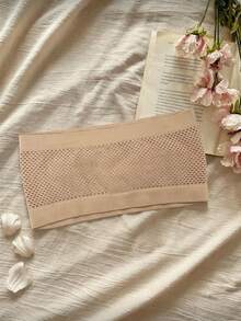 1pc Nude Seamless Strapless Bandeau Bra For Women, Push-Up Back-Smoothing Anti-Slip Innerwear Base Layer - Apricot - View 7