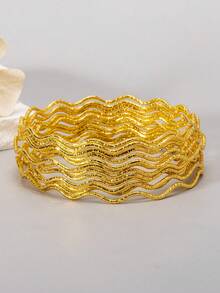 12pcs Luxury High-End Niche Design Best-Seller Versatile Old Star Wave Layered Thin Bracelets - Multicolor - View 1