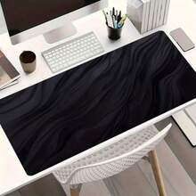 1pc Black Wave Pattern Extended Mouse Pad, Premium Texture Large Computer Desk Mat, Non-Slip Keyboard Mouse Pad, Multiple Sizes Available, Desktop Computer Accessory For Home Office, Study, Gaming And Daily Desk Use - View 9