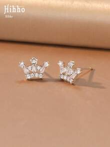 Hihho 2pcs/Set Luxury Style Women's Earrings Suitable For Commute, Date, Evening Party, Holiday Party Wear - crown - View 4