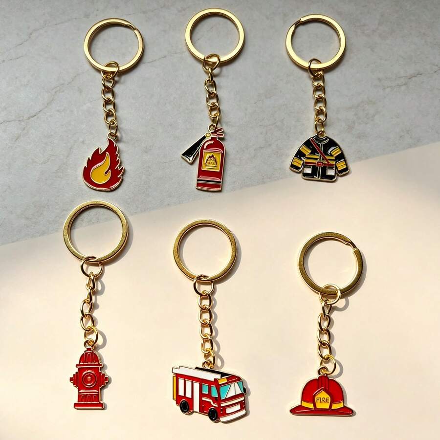 Firefighter Theme Keychain Decorative Pendant - A - View 1