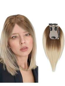 Penutup Rambut Wanita dari Rambut Manusia Asli Ukuran 7x11cm, Model Jepit, Menutupi Akar Rambut Beruban Alami, Rambut Palsu dengan Dasar Renda yang Tak Terlihat dan Bernapas, Panjang 12 Inci, Cocok untuk Rambut Tipis - MultiWarna - View 12