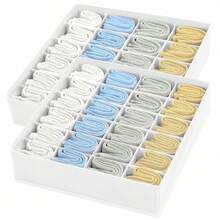 1/2 Pack Socks Drawer Organizer Divider White Underwear Storage Rack, 24 Grid Wardrobe Storage Rack And Storage Organizer Socks Rack, Can Be Used To Store Socks, Handkerchiefs, Ties, Belts, Etc. - White - View 3