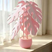 Monstera Potted Plant Coaster Set, With 6 Monstera Leaf Coasters, Artificial Greenery, Home Decor Essential, Suitable For Desk, Office, Study, Entryway, Dorm, Create Warm Decorative Atmosphere, Great Gift Choice, Suitable For Housewarming, Birthday Gift - Multicolor - View 12
