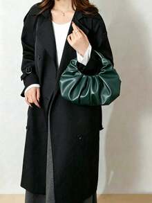 Cloud-Shaped Pleated Underarm Bag, PU Material, Suitable For Daily Use, Shopping, Commuting, Work, And University - Green - View 7