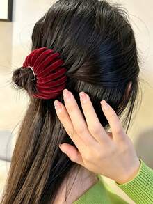 1/4pcs Women's Flocked Bird Nest Hair Bun Maker, Slouchy High Ponytail Styling Tool, Bun Fixing Hair Accessory, Simple Versatile Multi-Color Hair Clips - Multicolor - View 3