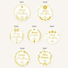 LICVIC Custom Text Christmas Gift Stickers, Personalized Family Name Labels, Elegant Golden Holiday Style, Customized Merry Christmas Envelope Seals, Customizable Gift Wrapping Labels, Christmas Cards, Present Decor, Holiday Party Gifts, Round Sticker - Style B - View 3