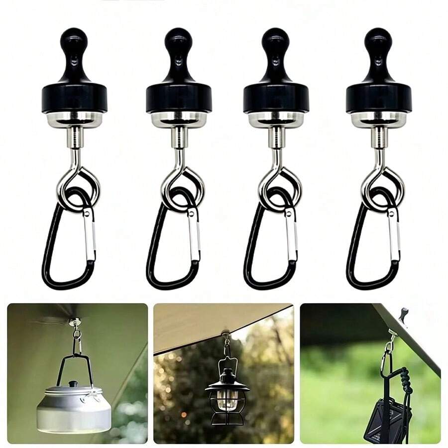 Portable Heavy-Duty Magnetic Carabiner Hook, Heavy-Duty Tent Magnetic Clip, Outdoor Multi-Function Hook, Convenient For Hanging Lights, Tools, Camping Gear, Suitable For Campsites, RV Travel, Backyard, Garage, Outdoor Storage Accessories - Multicolor - View 1