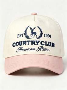1pc Men Hat 'Deer Wreath Badge' Embroidered Fitted Hat , Adjustable Hat, Perfect For Parties, Get-Togethers, Running, And Sun Protection - Multicolor - View 14