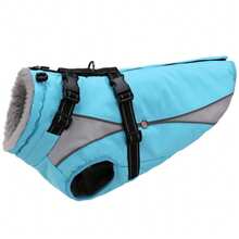 Small Dog Winter Jacket With Built-In Chest Straps, Fleece-Lined For Warmth, Reflective High Neck Design, Suitable For Cold Weather Dog Snow Clothing - Mint Blue - View 16