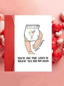1pc "You're One Year Closer To Wearing Diapers Again" Funny Diaper Birthday Greeting Card With Envelope, Humorous Aging Joke Card, Suitable For Friends, Blank Inside - Multiple Styles - View 7