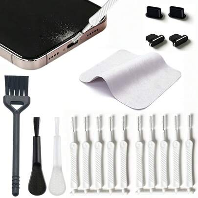Phone Charging Port & Speaker Cleaning Brush Set, Multifunctional Electronic Dust Removal Tool Kit, Portable Mini Brush For Cellphone Charging Hole, Keyboard Earphone Dust Cleaner