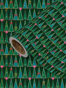 1 Roll Of Christmas Gift Wrapping Paper With Small Christmas Tree Pattern ,Perfect For Christmas Gift Wrapping,Decorating For Christmas Parties,Home Festive Decoration,DIY Craft,1 Roll Size: 43 Cm X 300 Cm - A - View 1