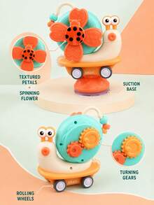 5-In-1 High Chair Toy, Suction Cup Rotating Toy, 1-3 Years Old Toddler Montessori Toy | Snail High Chair Suction Cup Rotating Toy, Suitable For Baby Travel, Car, Flight Essential, Stroller Tray Toy Gift - Multicolor - View 10