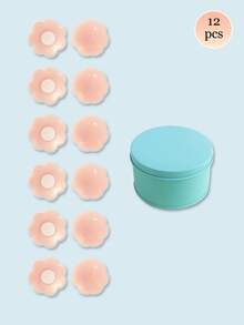 12pcs/Pack Unisex Silicone Nipple Covers With Gift Box, Invisible Adhesive Breast Pads, Seamless Nipple Concealer, Suitable For Daily Commute, Sports, Fitness, Backless Dresses - 6.5cm - View 8