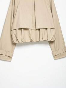 Camellia Autumn New Women's European And American Style Fashion Minimalist Versatile Puff Effect Short Jacket - Khaki - View 3