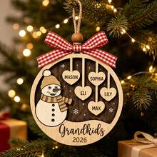 Custom Snowman Name Christmas Ornament, Personalized Family Tree Hanging Decor, Festive Rustic Holiday Style, Customized Heart Name Ornament, Customizable Christmas Keepsake, Family Gift, Christmas Tree Decor 2026, Merry Christmas, Christmas Gift - Style a - View 6