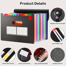 1pc Extended Folder, 25 Pocket File Organizer Box, Portable Plastic File Box, Paper/Document/Bill/Receipt Management Folder (A4/Letter Size) Art Supplies Folder, Multi-Functional Permanent Folder, Suitable For Office, School, Home - Multicolor - View 10